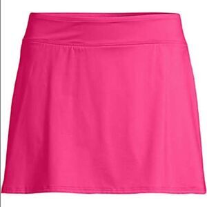 New Land’s End Plus Standard tummy control tech hot pink swim skirt panty Var